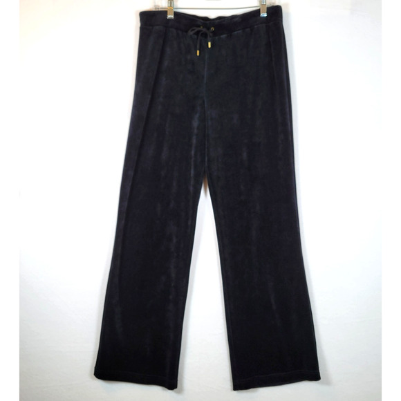 Lauren Ralph Lauren Womens Wide Leg Velour Pull-On Sweat Pants Size Medium Black - Picture 1 of 10